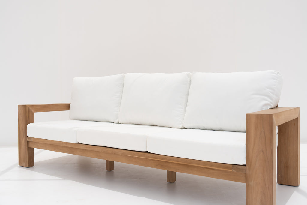 Modern Teak 3 Seater Sofa Side view