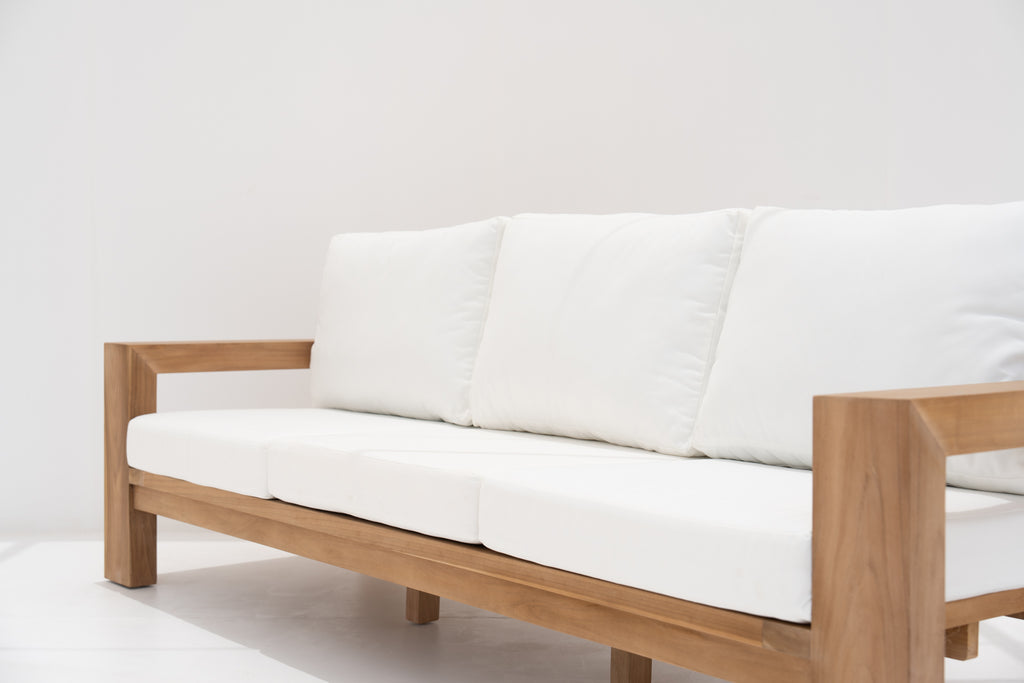 Modern Teak 3 Seater Sofa Side view