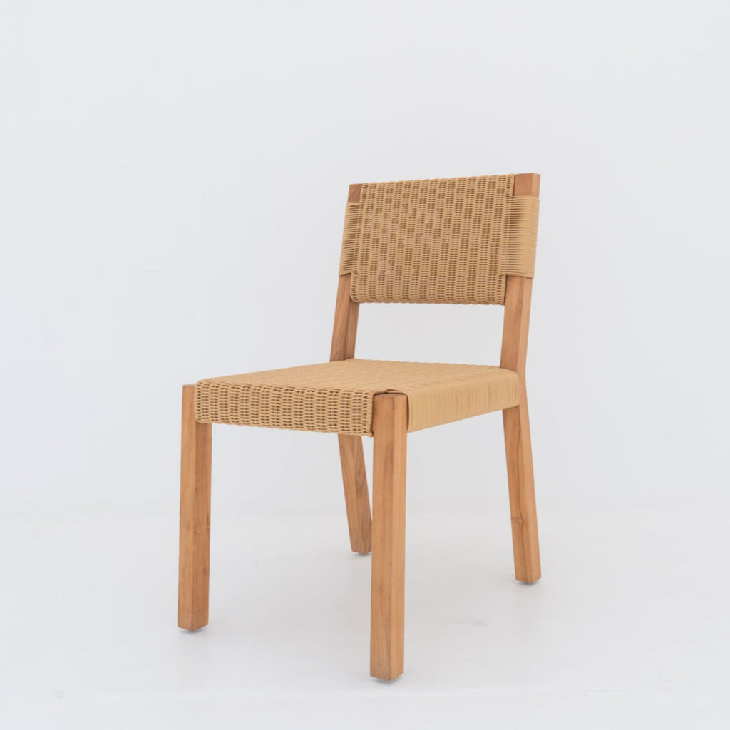 Modern Teak & Rattan Dining Chair
