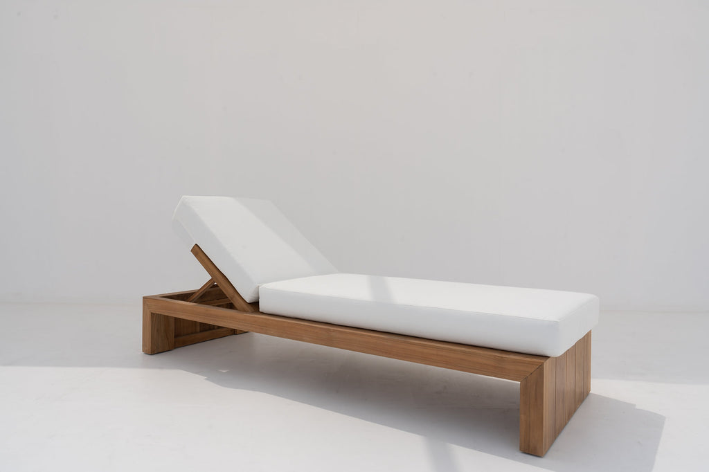 Modern Teak Sun Lounger Perspective View 2