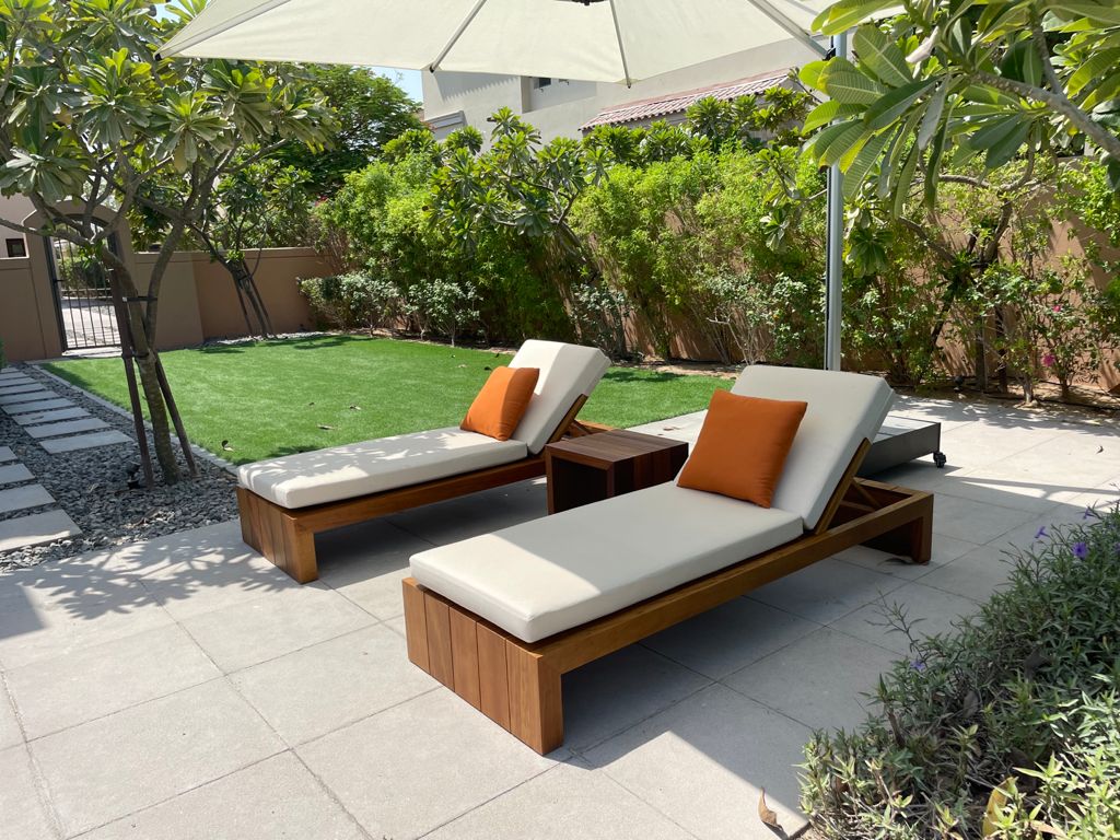 Modern Teak Sunbed Customer Home 2