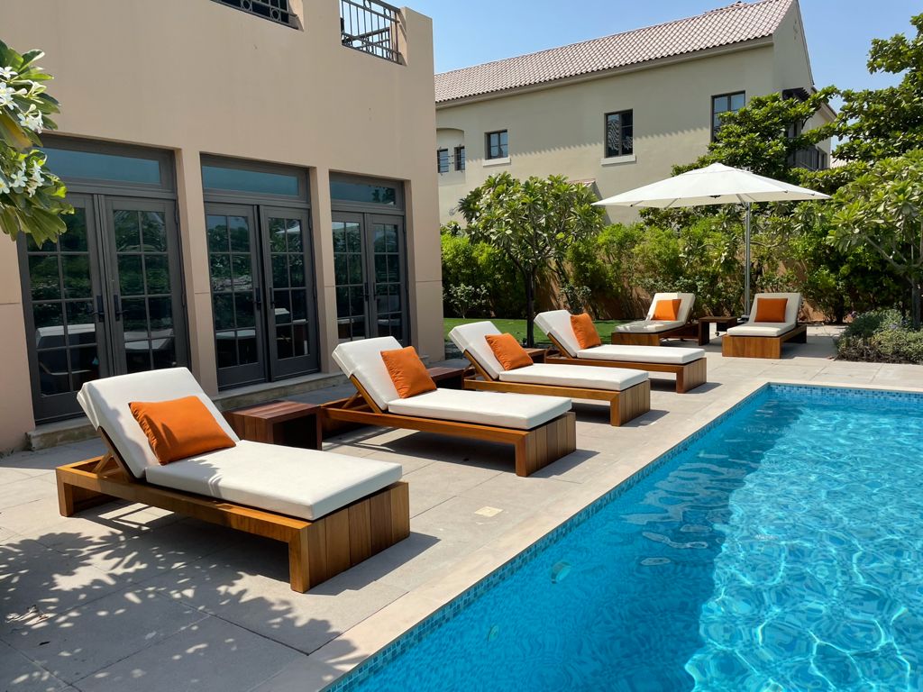 Modern Teak Sunbed Customer Home 5