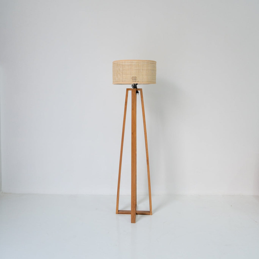 Natural Rattan Floor Lamp Front Perspective View 2