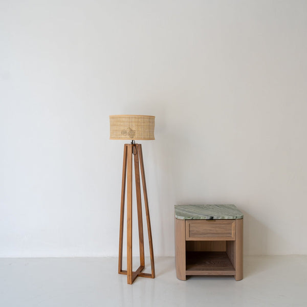 Natural Rattan Floor Lamp Perspective View 1