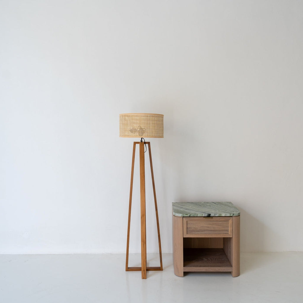 Natural Rattan Floor Lamp Perspective View 3