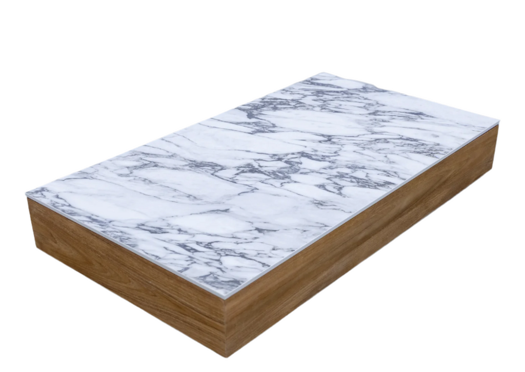Neo Calacutta Marble & Teak Coffee Table