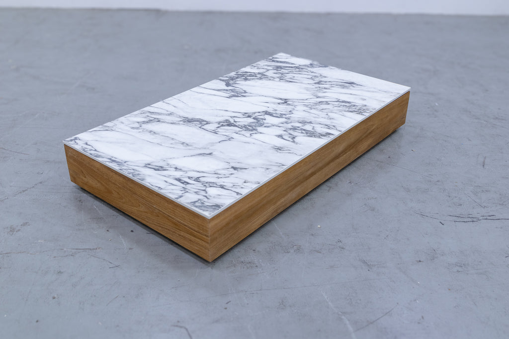 Neo Calacutta Marble & Teak Coffee Table