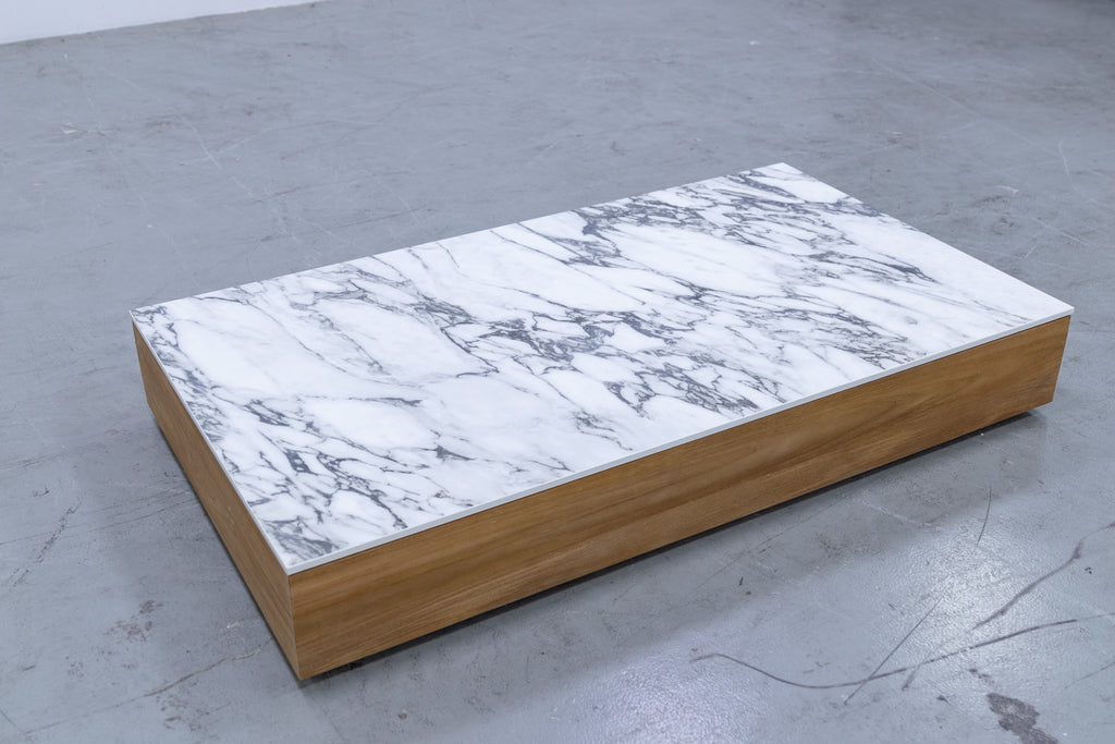 Neo Calacutta Marble & Teak Coffee Table