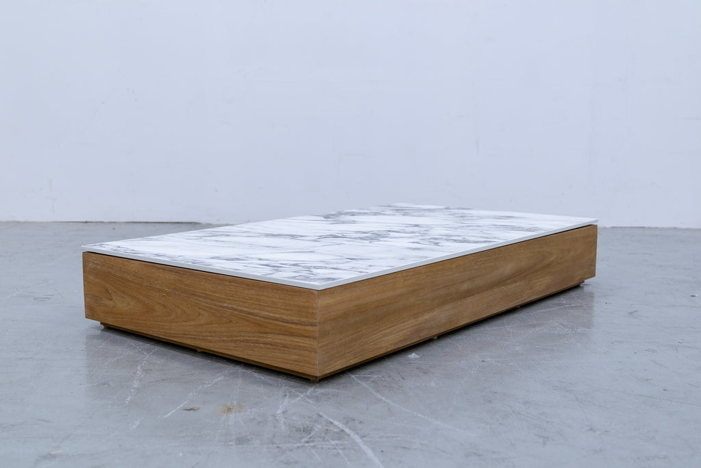 Neo Calacutta Marble & Teak Coffee Table
