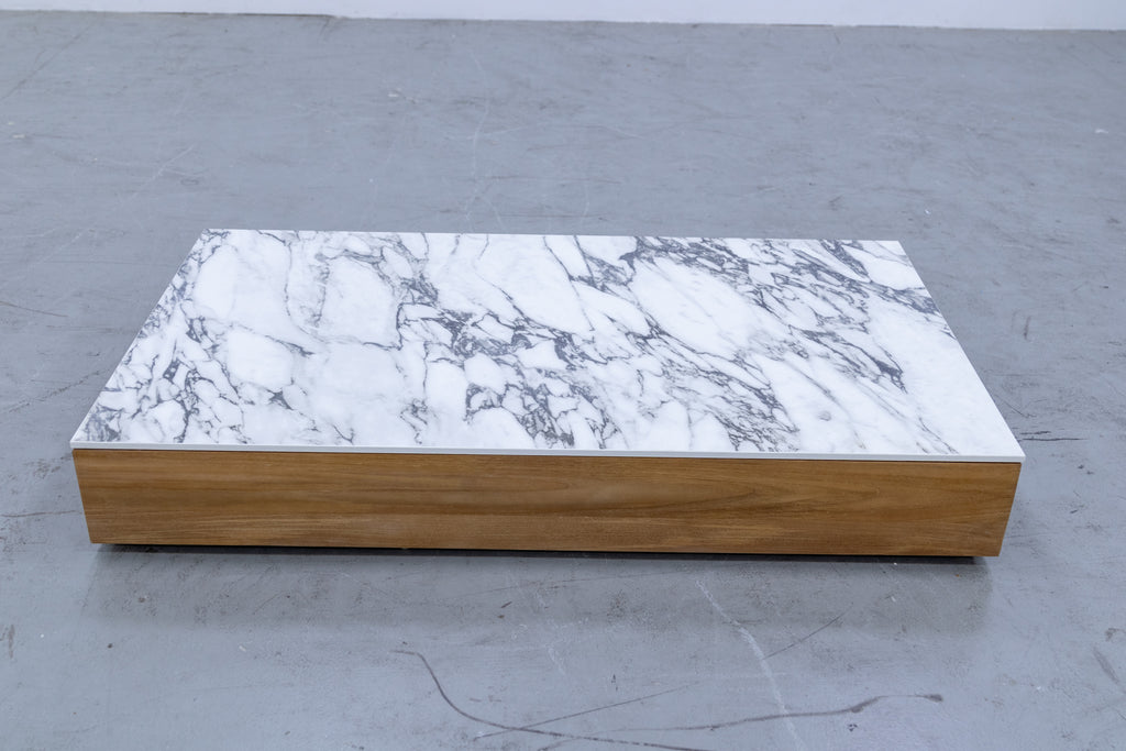 Neo Calacutta Marble & Teak Coffee Table