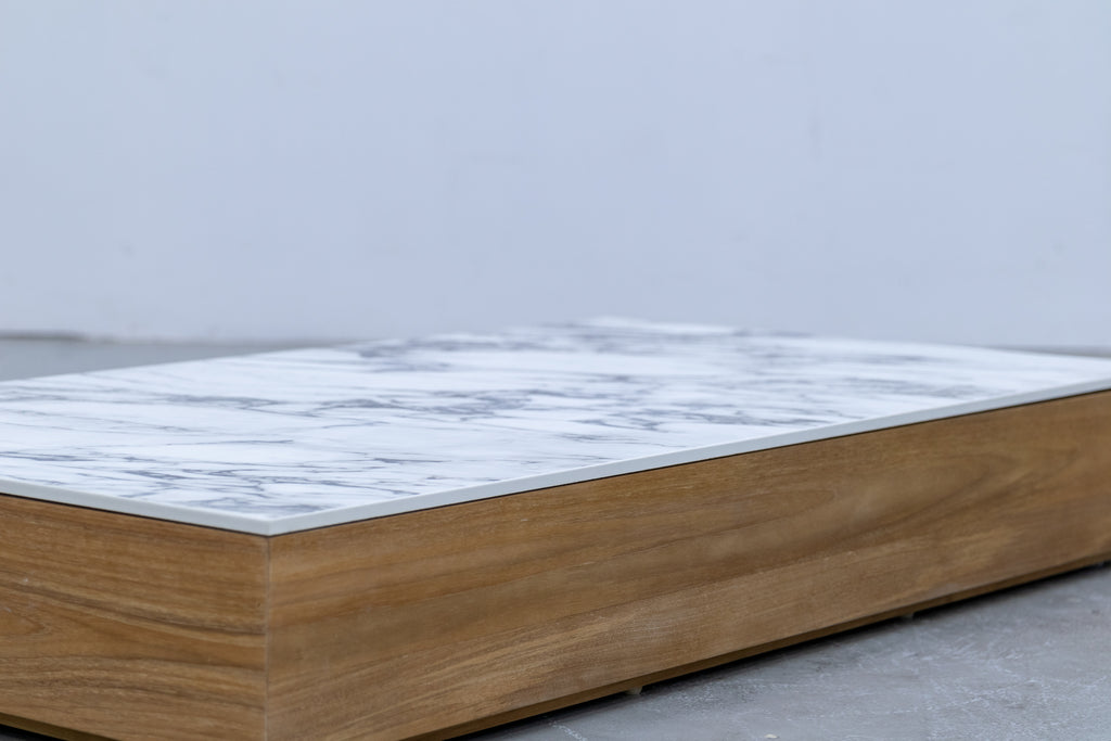 Neo Calacutta Marble & Teak Coffee Table