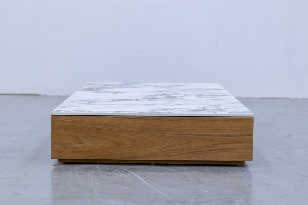 Neo Calacutta Marble & Teak Coffee Table