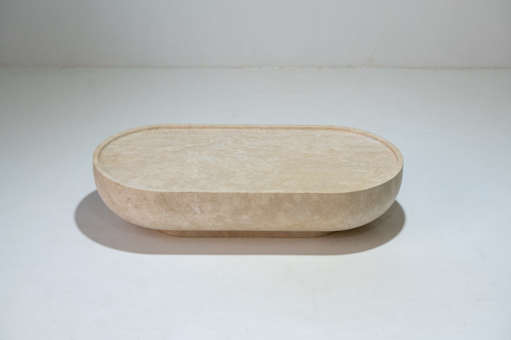 Noma Travertine Coffee Table Detailed Top Texture View 1
