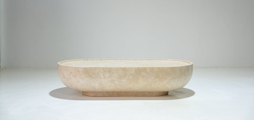 Noma Travertine Coffee Table Front View 2