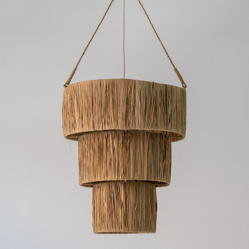 Nomad Tiered Rattan Pendant Light Perspective View 1