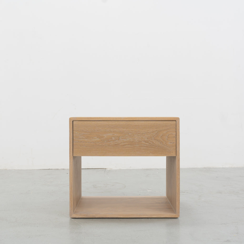 Nord White Oak Bedside Table Front view