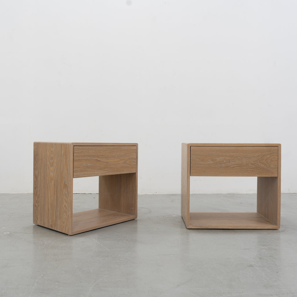 Nord White Oak Bedside Table Front view 4