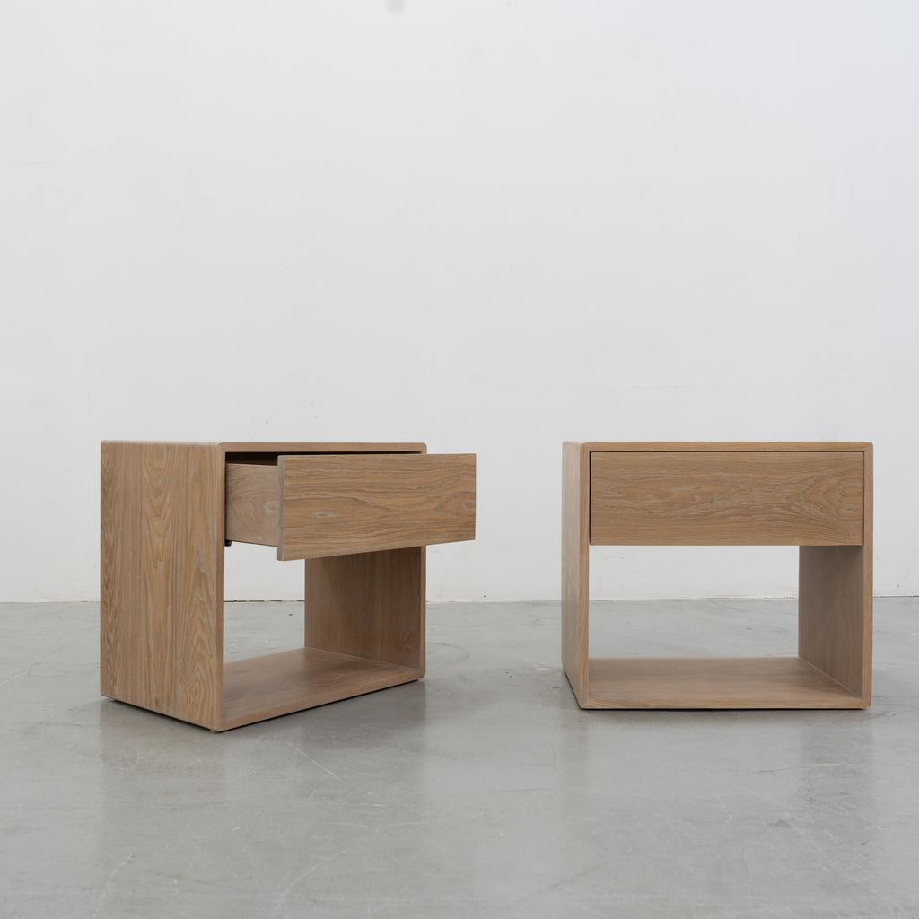 Nord White Oak Bedside Table Front view 5