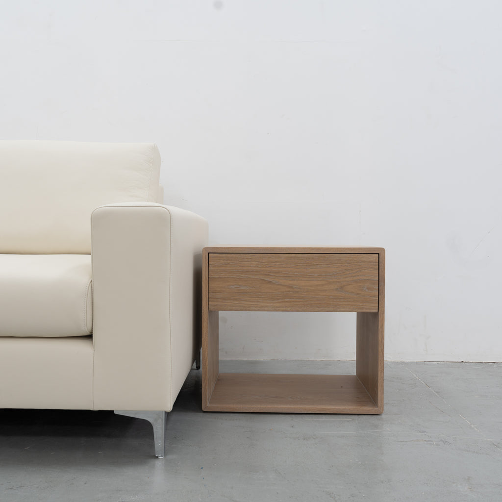 Nord White Oak Bedside Table Front view 6