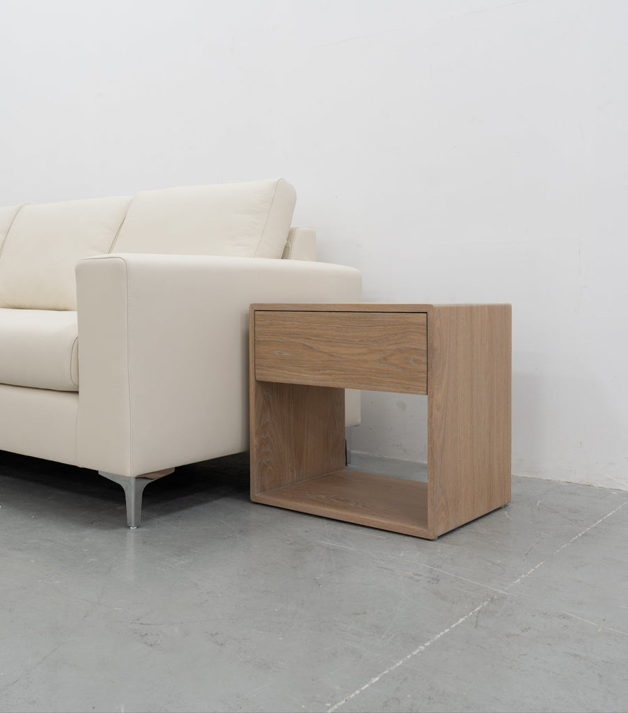Nord White Oak Bedside Table Front view 8