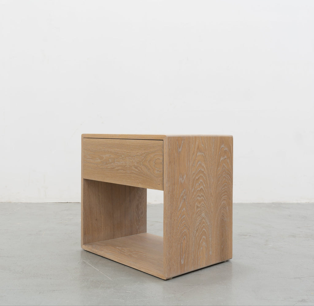 Nord White Oak Bedside Table Side view
