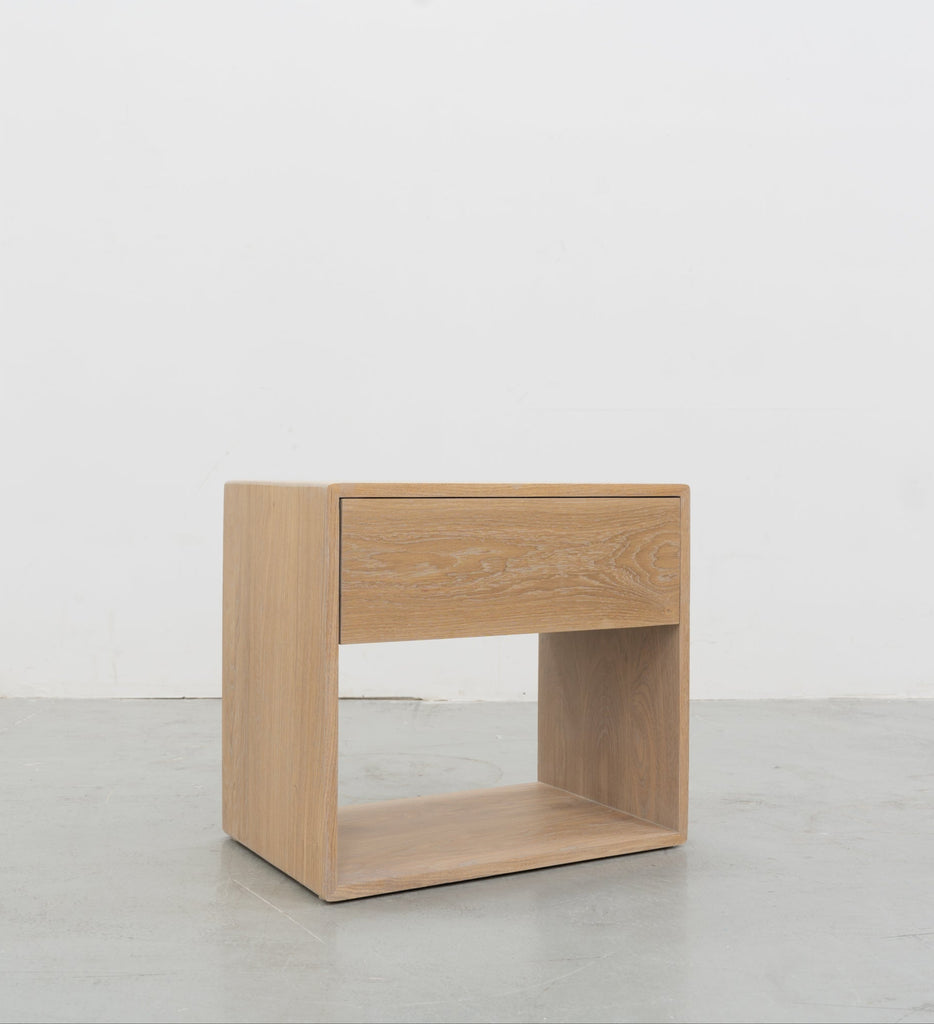 Nord White Oak Bedside Table Side view 3