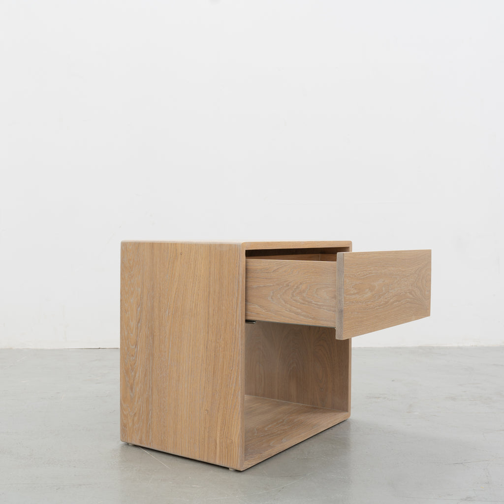 Nord White Oak Bedside Table Side view 6