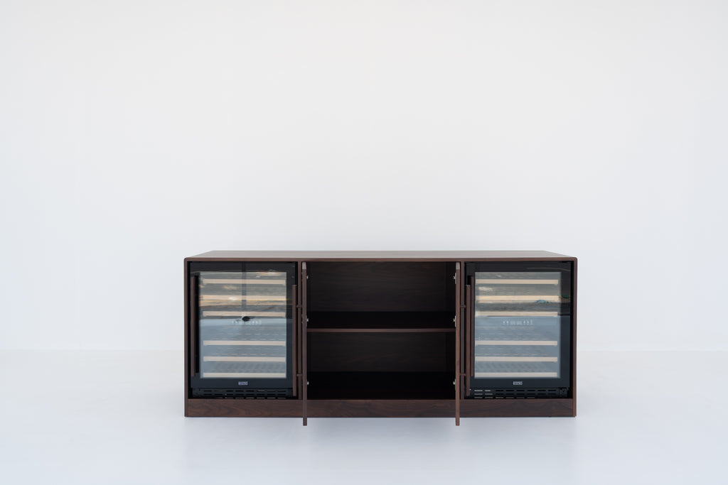 Nordvik Walnut Wine Cabinet Front Internal Perspective View 1