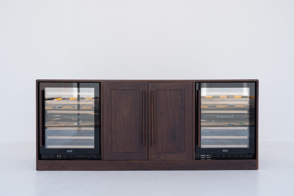 Nordvik Walnut Wine Cabinet Front Perspective View 1