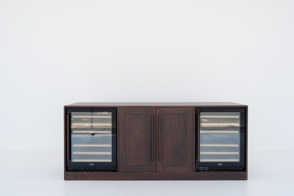 Nordvik Walnut Wine Cabinet Front Perspective View 5