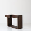 Oak Console Table with Drawers Dark Roast Finish Perspective View 3