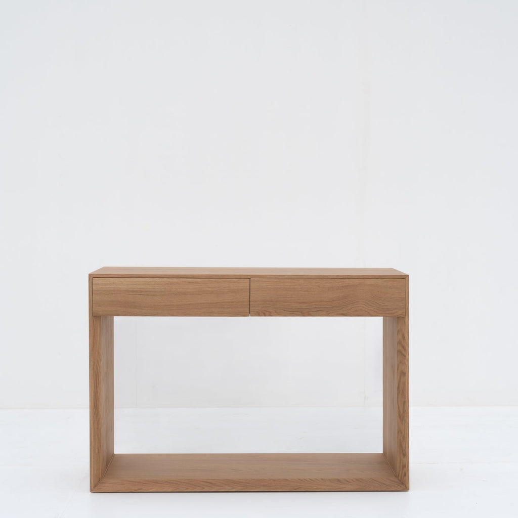 Oak Console table with 2 Drawers Front Perspective 3