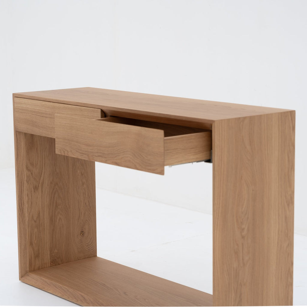 Oak Console table with 2 Drawers Perspective 4