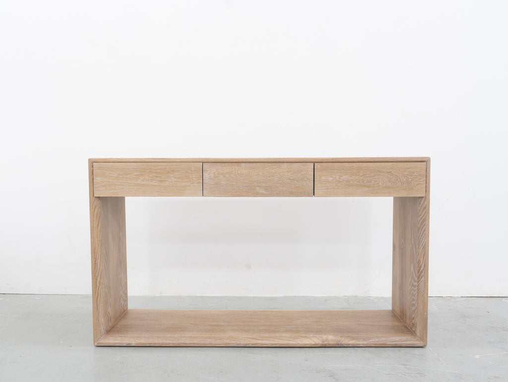 Oak Console table with Drawers Front Perspective View 