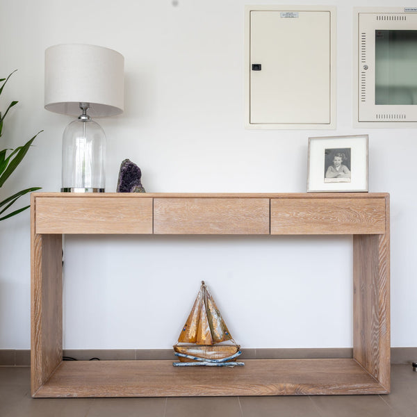 Oak Console table with Drawers Indoor Perspective View 1
