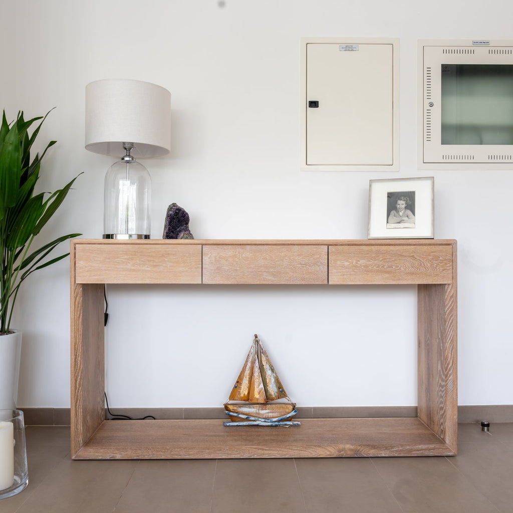 Oak Console table with Drawers Indoor Perspective View 2