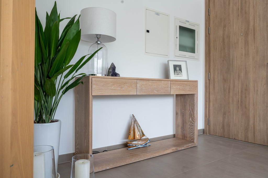Oak Console table with Drawers Indoor Perspective View 4