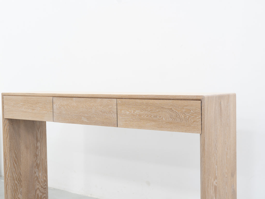 Oak Console table with Drawers Right Side Perspective View 1