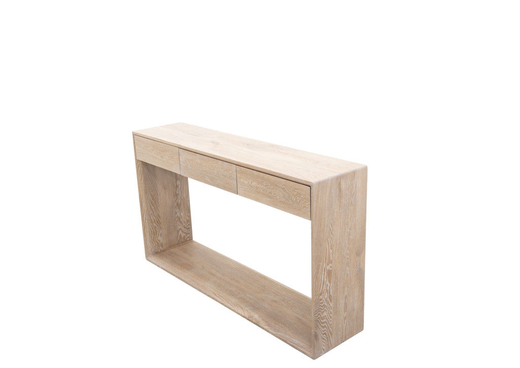 Oak Console table with Drawers White Background View 1