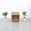 Oak & Leather Top Bedside Table with Drawer Front view 2