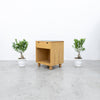 Oak & Leather Top Bedside Table with Drawer Side view 3
