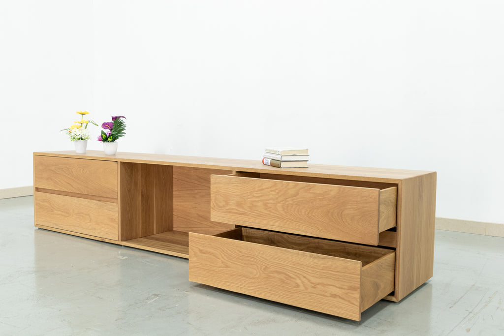Oak Wood TV Cabinet Side view