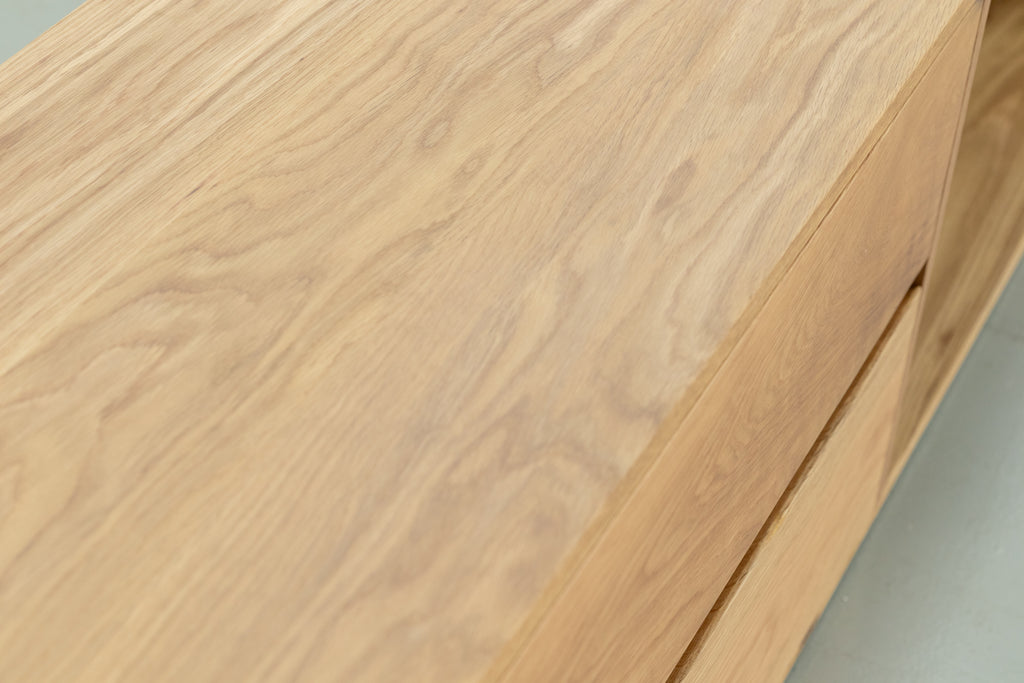 Oak Wood TV Cabinet Side view