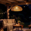 Oasis Dome Rattan Pendant Light Outdoor Night Perspective View 2