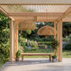 Oasis Dome Rattan Pendant Light Outdoor Perspective View 1