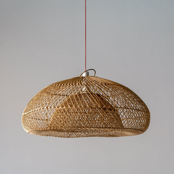 Oasis Dome Rattan Pendant Light Perspective View 1