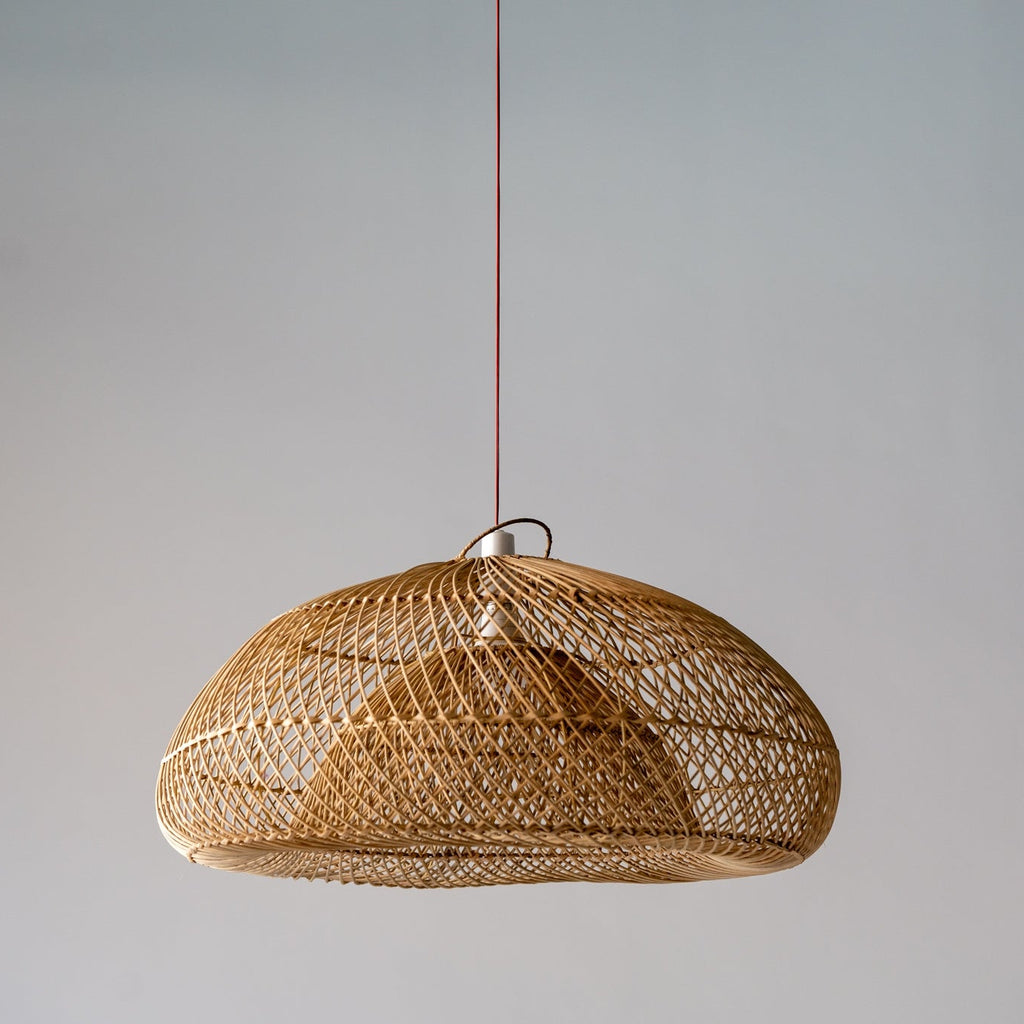 Oasis Dome Rattan Pendant Light Perspective View 2