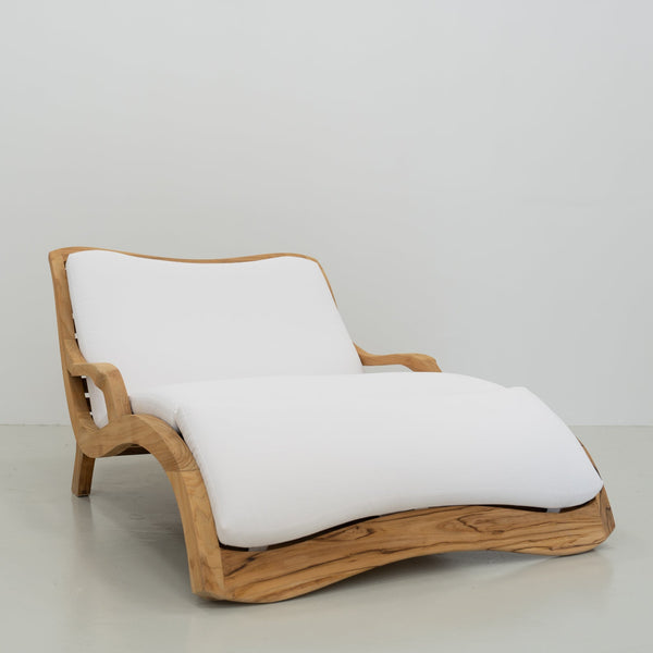 Oceana Wave Teak Lounger Perspective View 1