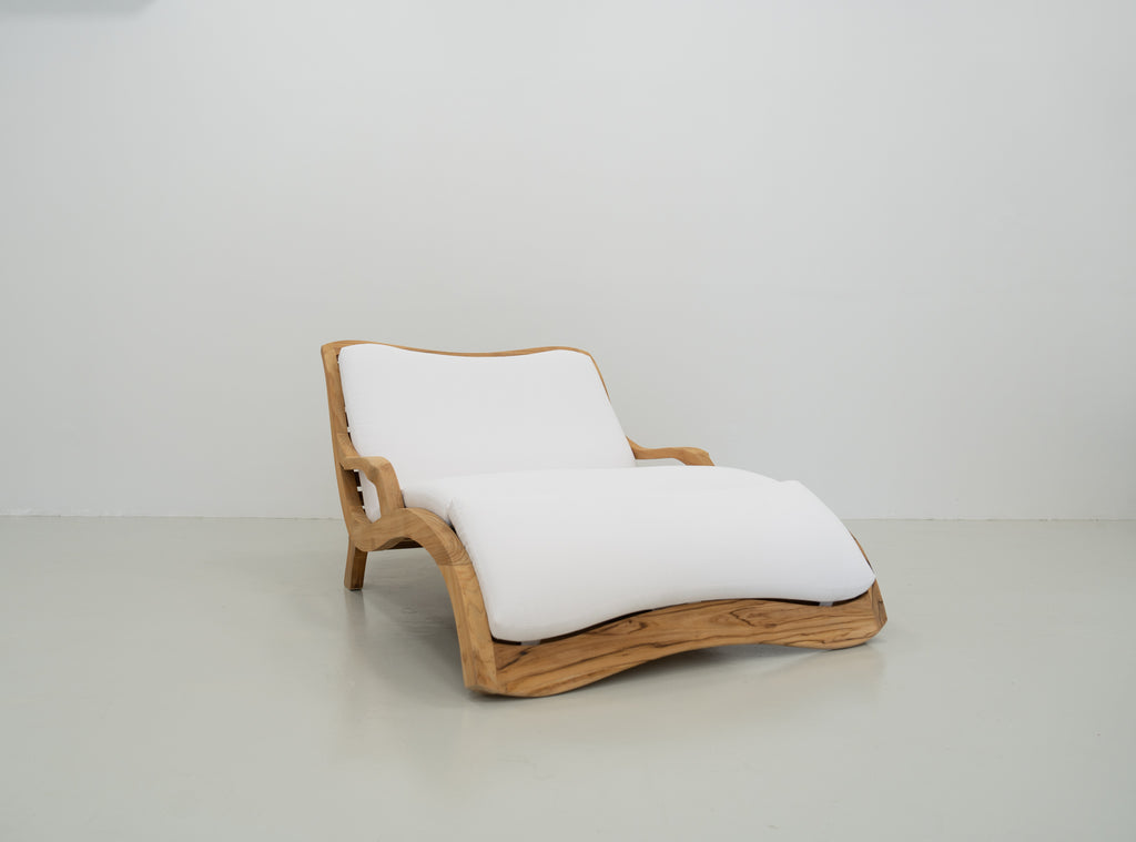 Oceana Wave Teak Lounger Perspective View 2