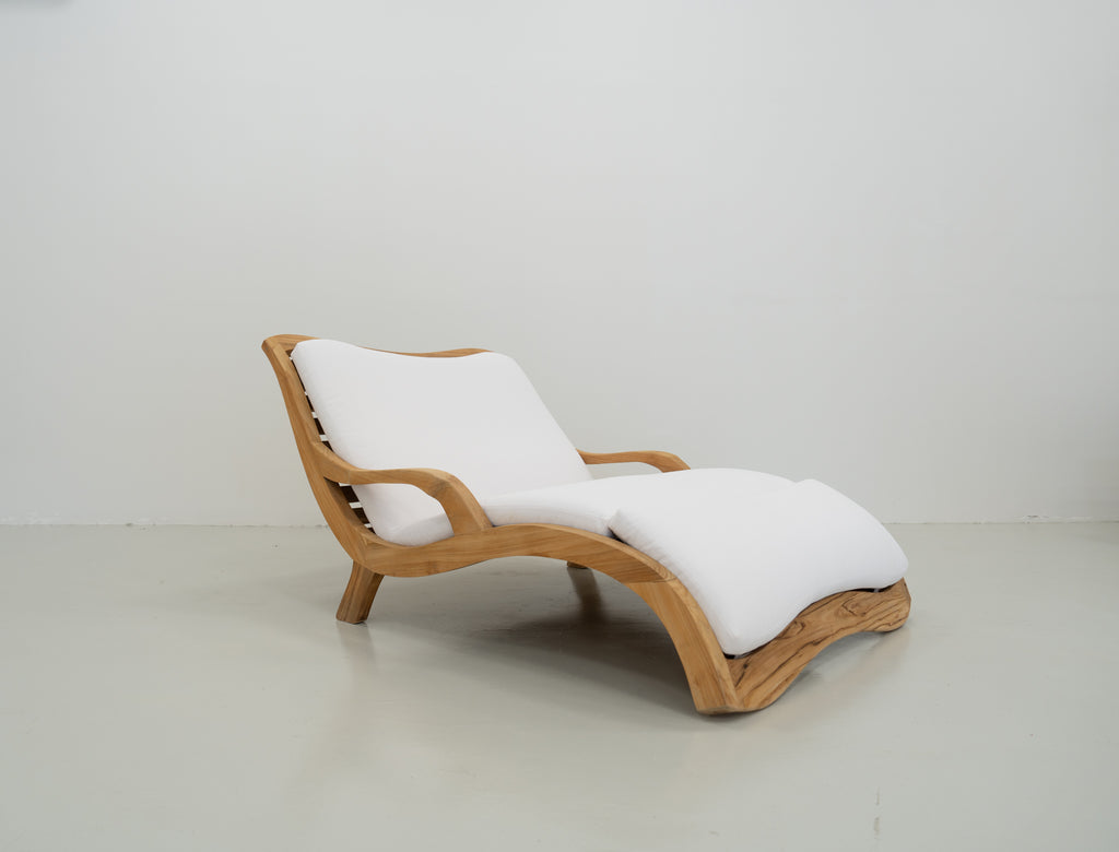 Oceana Wave Teak Lounger Perspective View 3